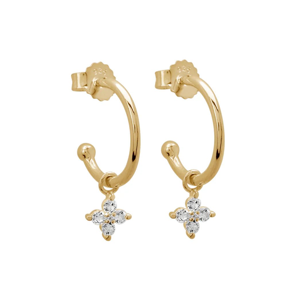 Clover Hoops Topaz 18k Gold Plate