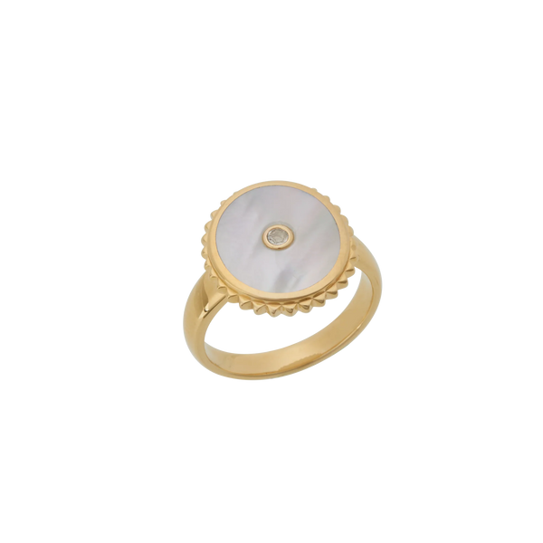Halcyon Shield Ring Size 6 18k Gold Plate