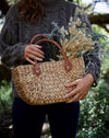 Harvest Shop Basket Suede Handle Large