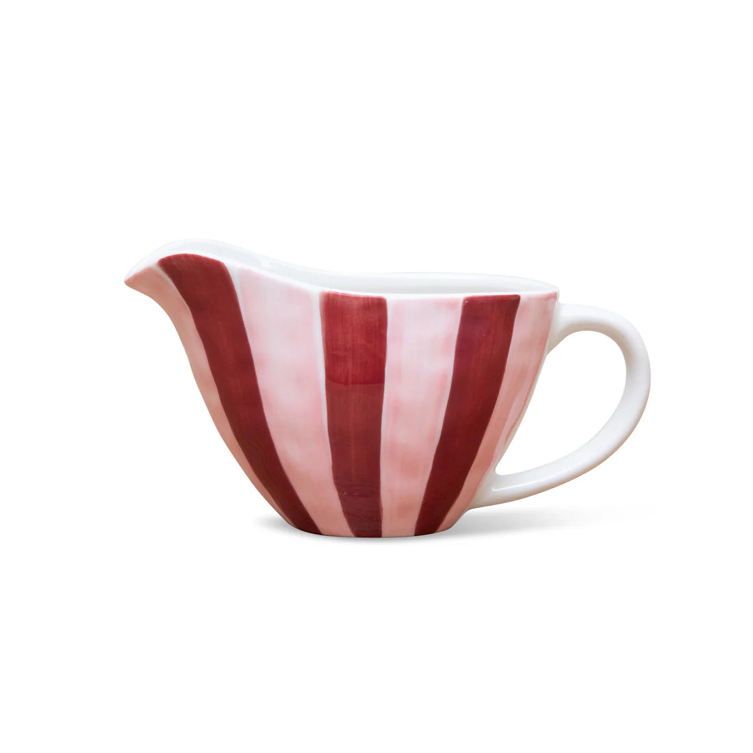 Pink and Burgundy Stripe Gravy Jug