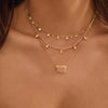 Celestial Rose Quartz Necklace 18kt Yellow Gold Plate