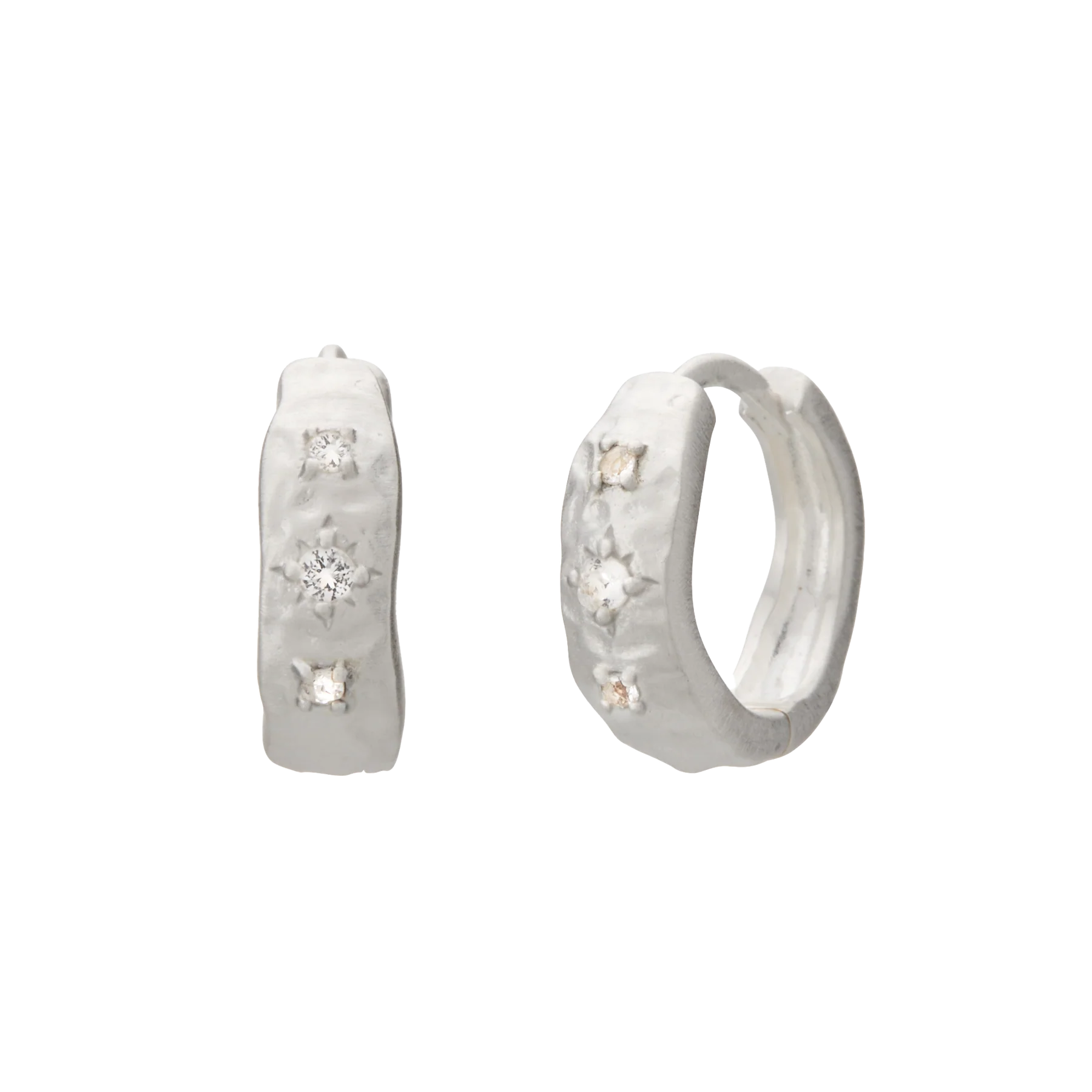 Cosmic Love Huggie White Topaz Sterling Silver