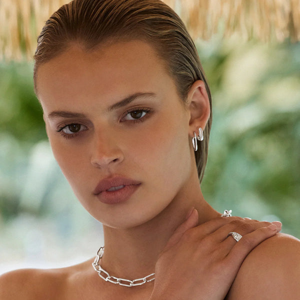The Illusionist Double Hoop Silver Earrings