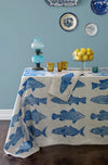 Aquadoor Fish Cobalt Linen Table Cloth Medium