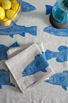 Aquadoor Fish Cobalt Linen Table Cloth Medium