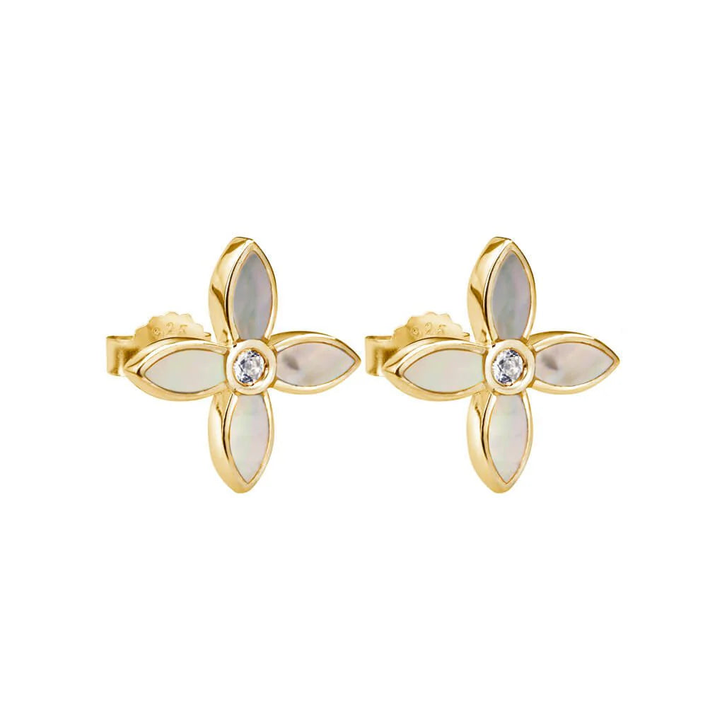 Desert Flower Small Earrings with Mother of Pearl