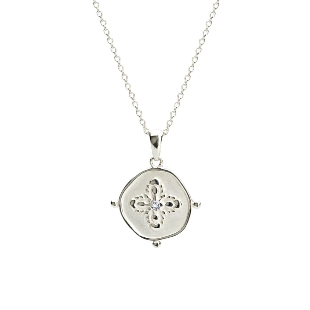 Sahara Medallion Necklace with White Topaz