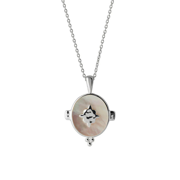 MOP Oval Necklace Silver