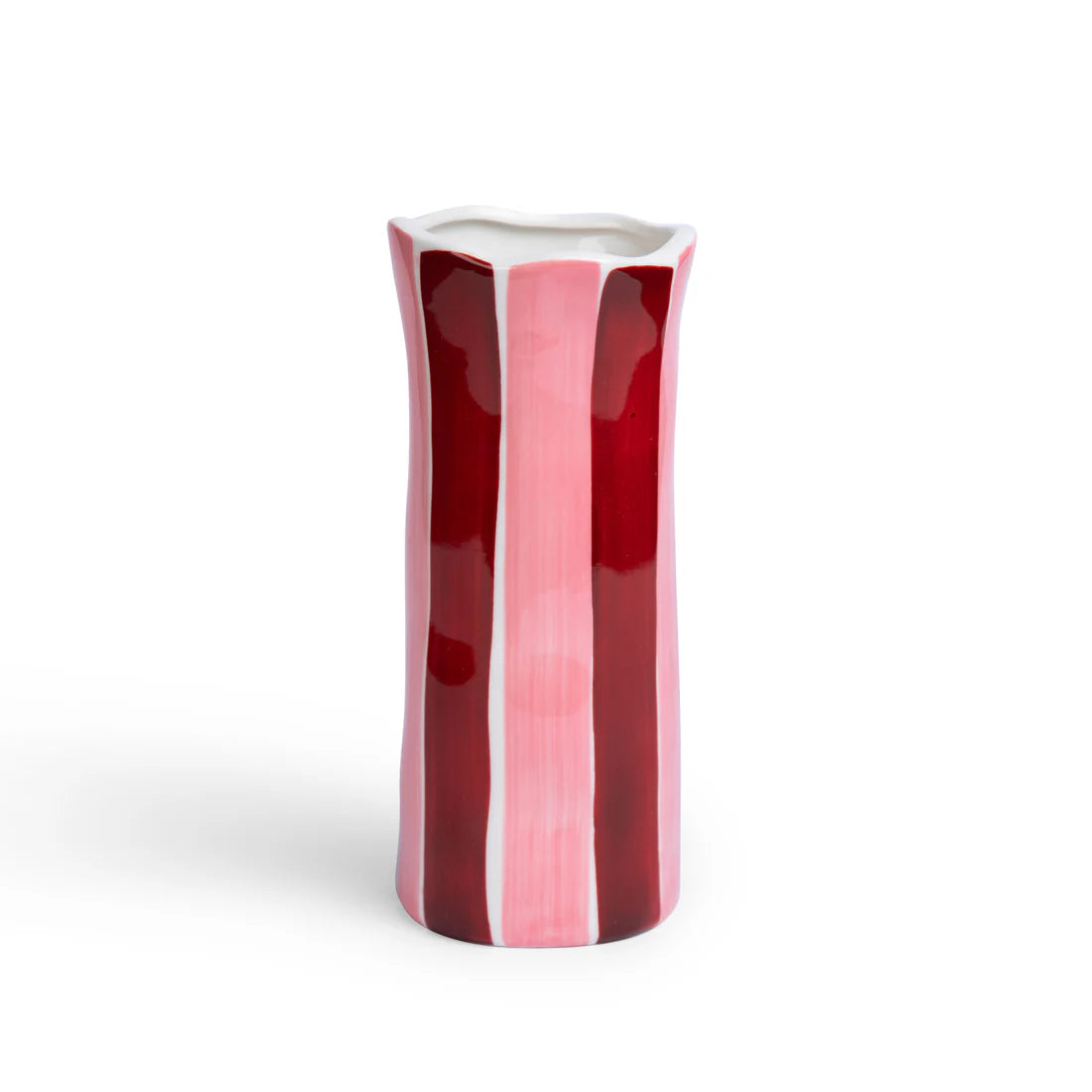 Small Burgundy and Pink Stripe Vase