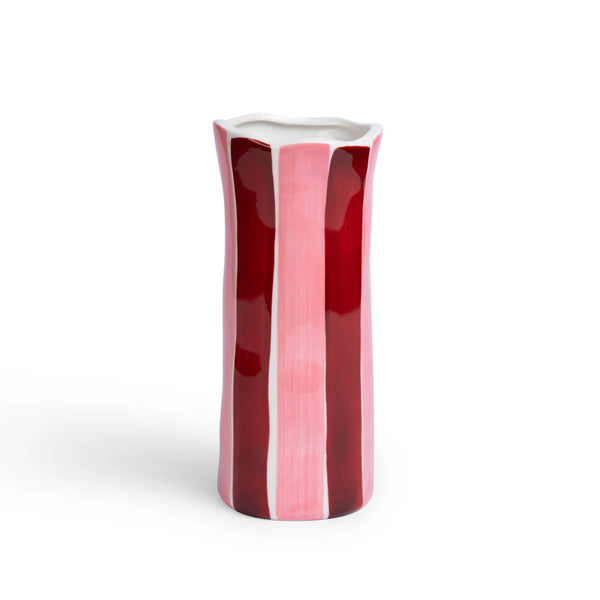 Small Burgundy and Pink Stripe Vase