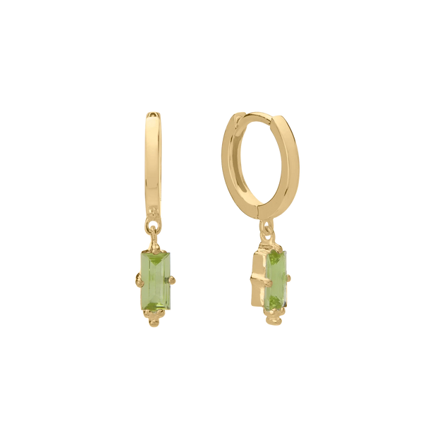 Huggie Baguette Peridot 18k Gold Plate