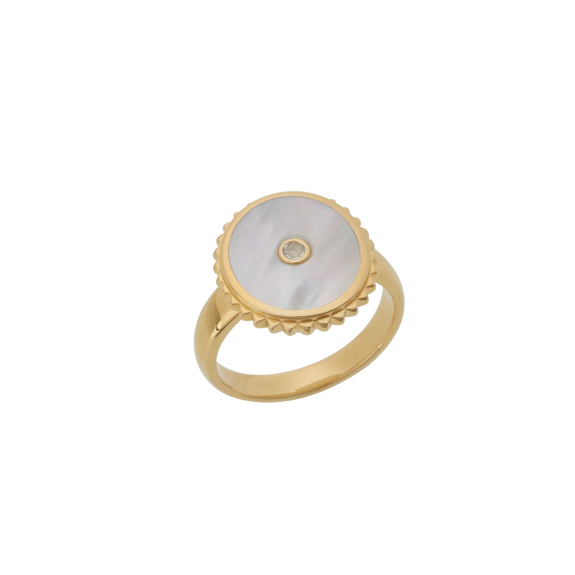 Halcyon Shield Ring Size 6 18k Gold Plate