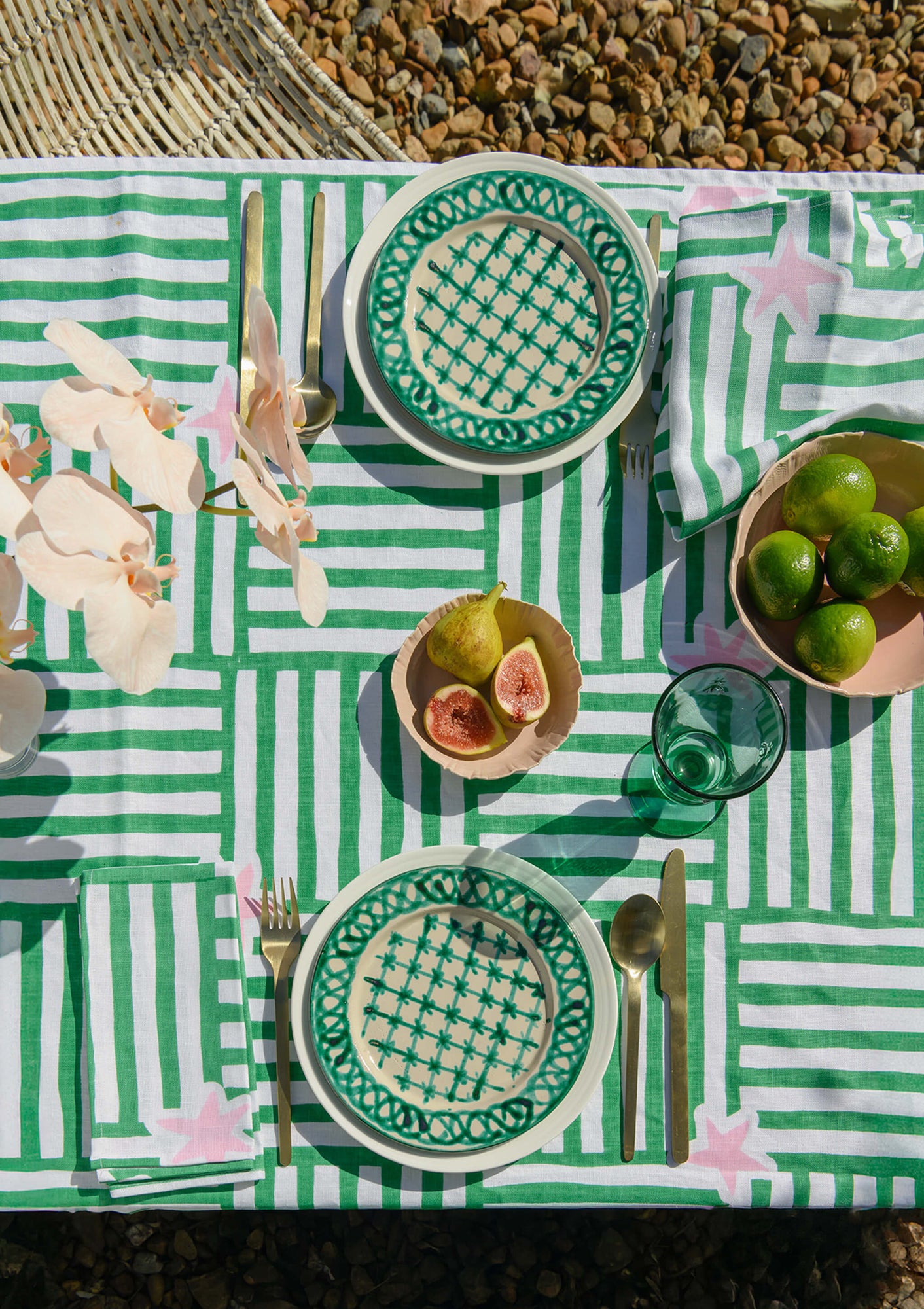 Capri Green and Pink 145cm x 350cm Table Cloth