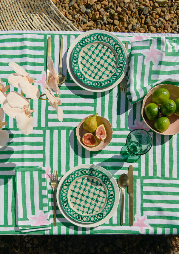 Capri Green and Pink 145cm x 350cm Table Cloth