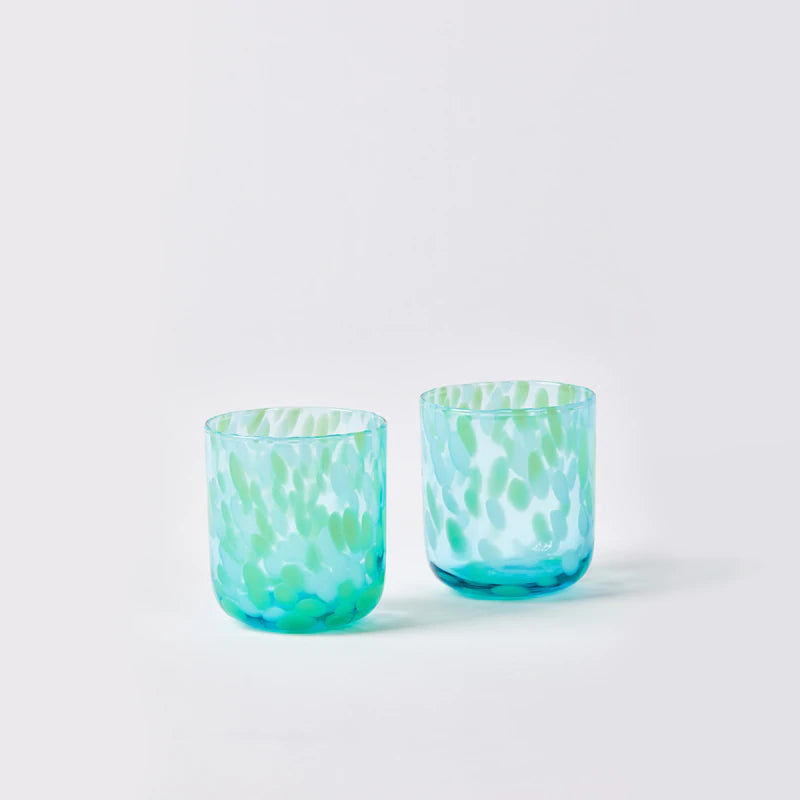 Bonnie and Neil Glass dot tumblers S2 green