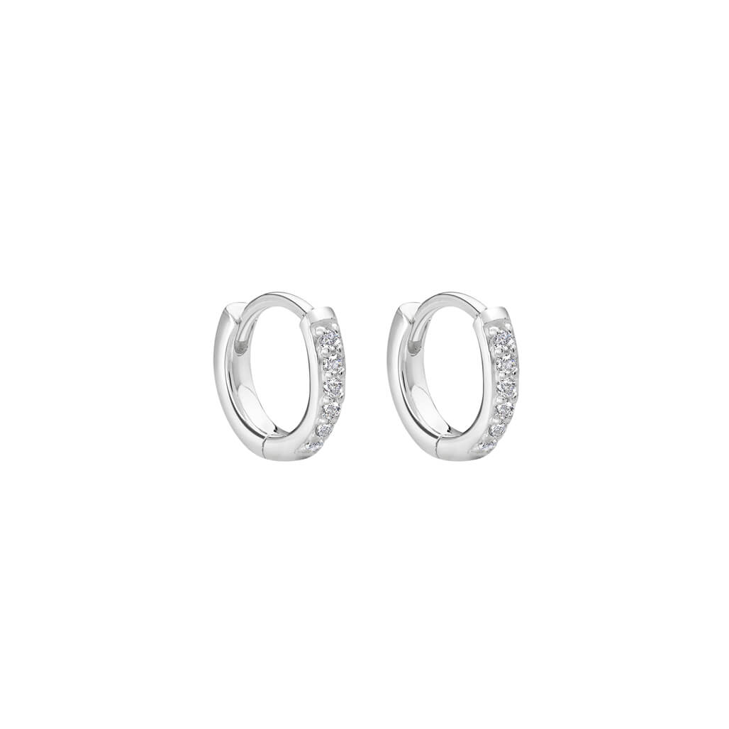 Petites 9mm Hoop Earrings with White Topaz