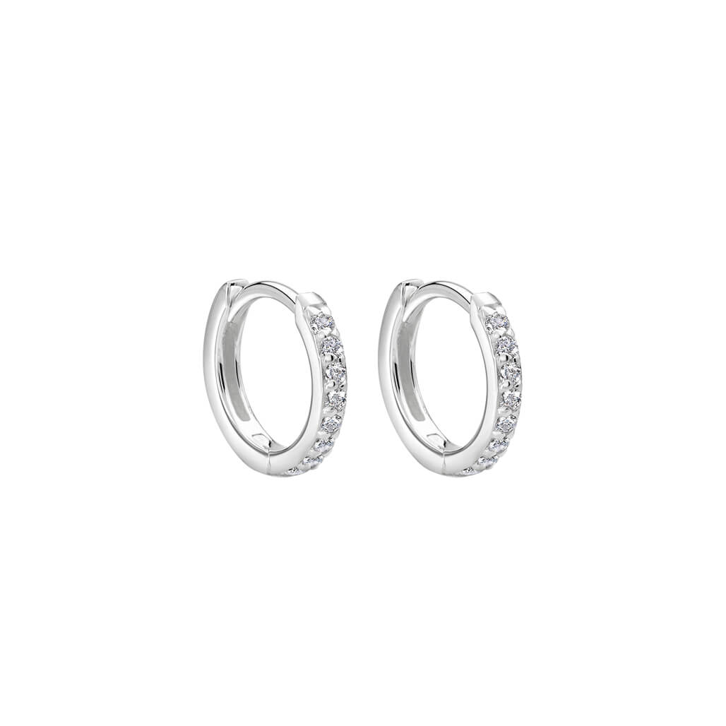 Petites 11mm Hoop Earrings with White Topaz