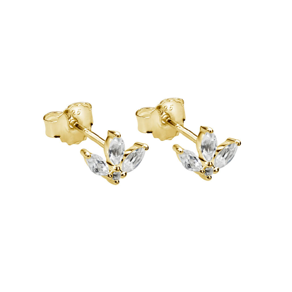 Lotus Studs with White Topaz