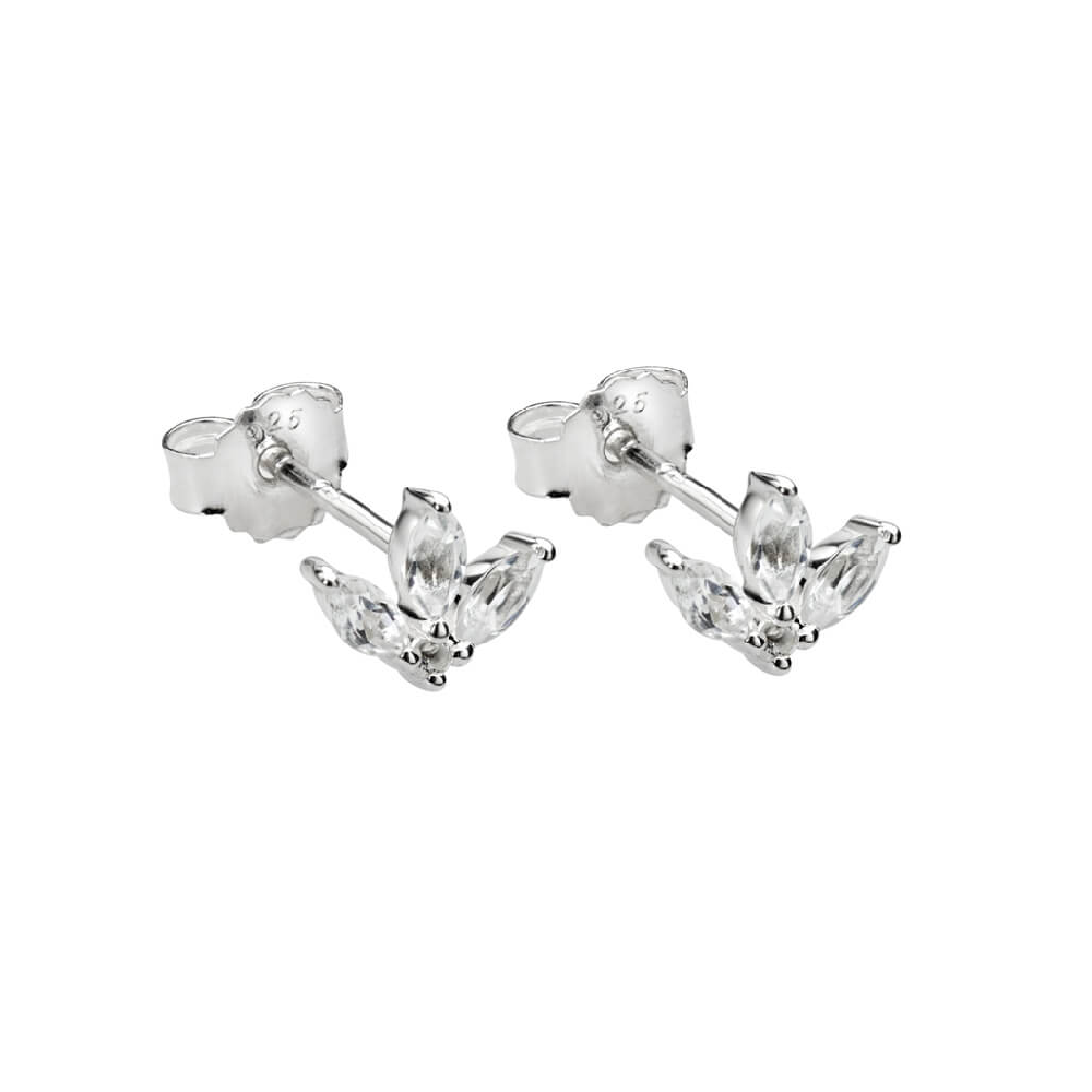 Lotus Studs with White Topaz